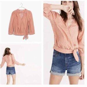 Madewell Coral Peach Scattered Star Wrap Blouse - Size XXS